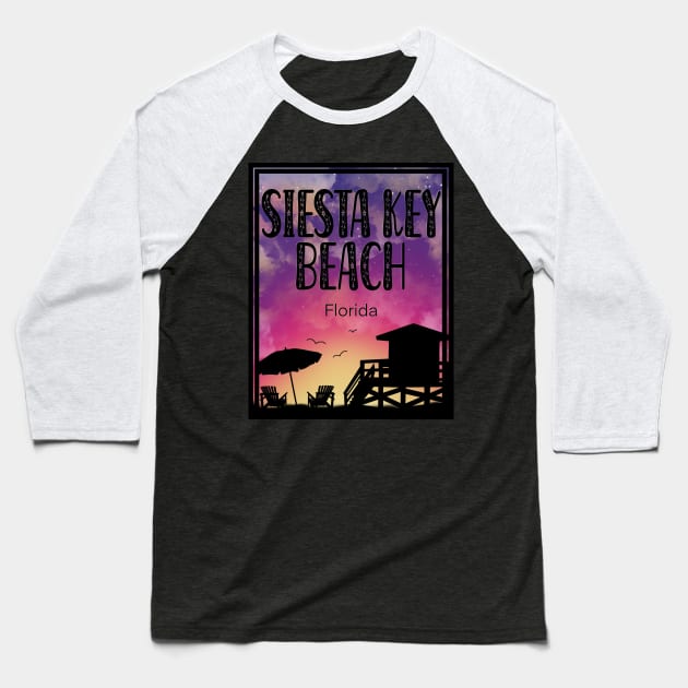 Siesta Key at Sunset Baseball T-Shirt by Adorablewatercolors 